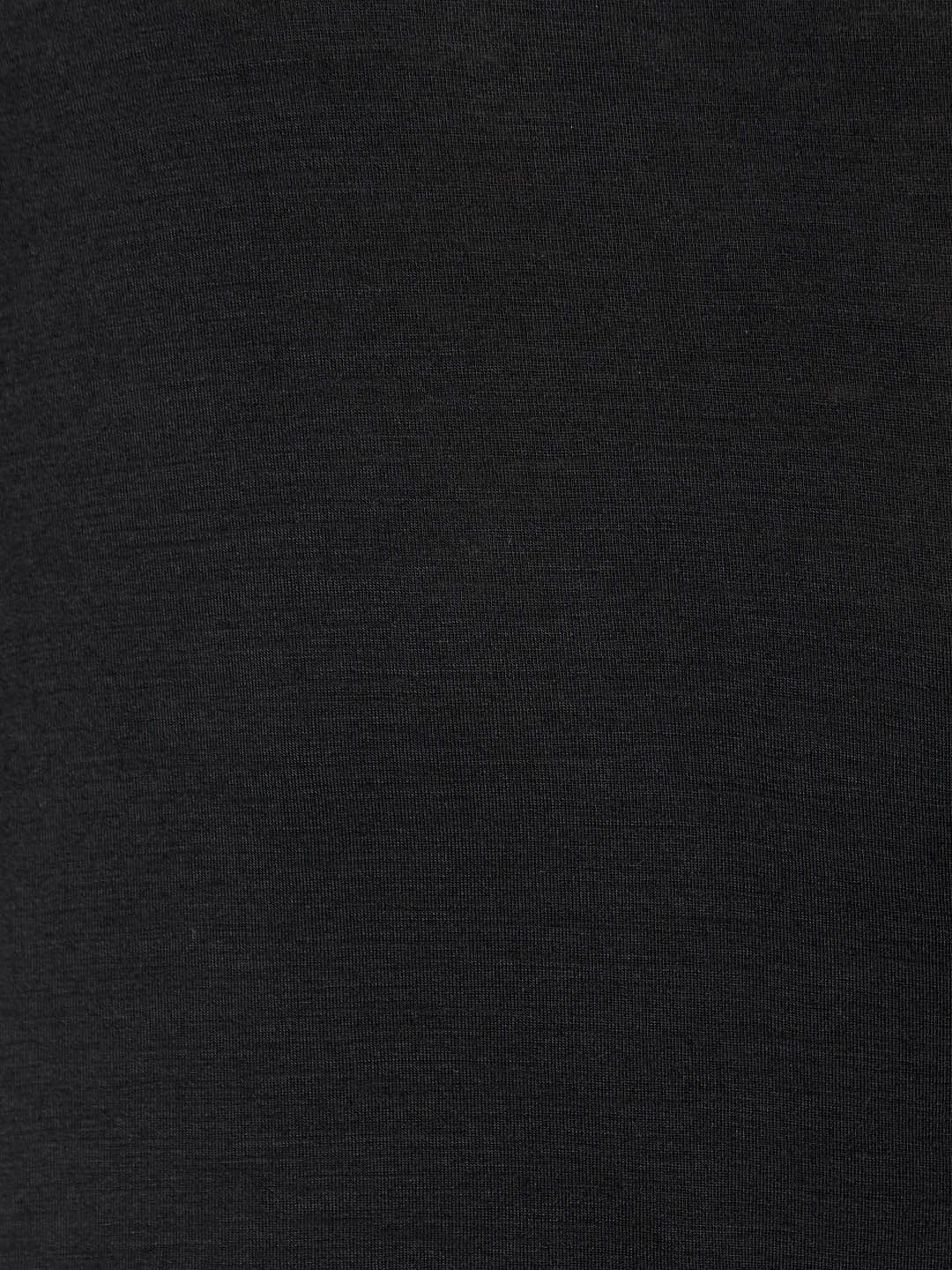 Kunzum Black Merino wool, Bamboo & Polyester Full Sleeves Thermal Tee | Men